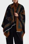 La Doublej Wool-felt Poncho In Herald Black In Brown