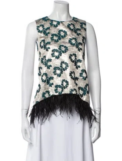 Pre-owned La Doublej Wool Floral Print Blouse In Blue