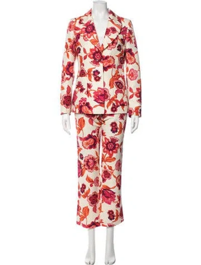 Pre-owned La Doublej Wool Floral Print Pantsuit In Multicolor