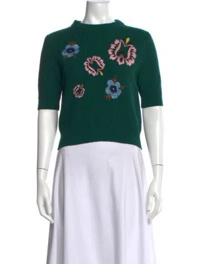 Pre-owned La Doublej Wool Floral Print Sweater In Green