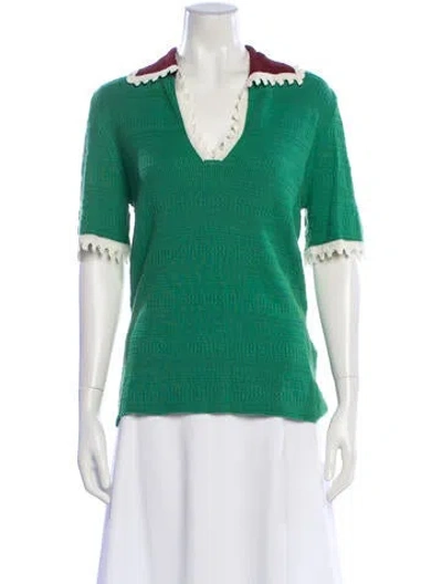 Pre-owned La Doublej Wool V-neck Sweater In Green
