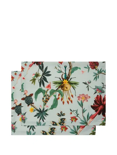La Doublej X Beto Val Fantastic Creatures Floral Placemats (set Of Two) In Multi