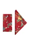 La Doublej X Beto Val Fantastic Creatures Floral-print Napkins (set Of Two) In Red