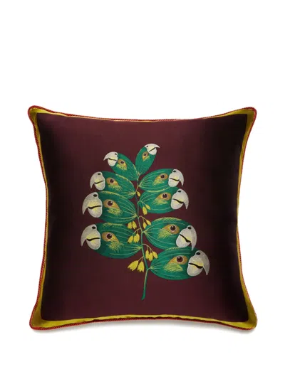 La Doublej X Beto Val Fantastic Creatures Parrotstem-print Cushion (50cm X 50cm) In Burgundy