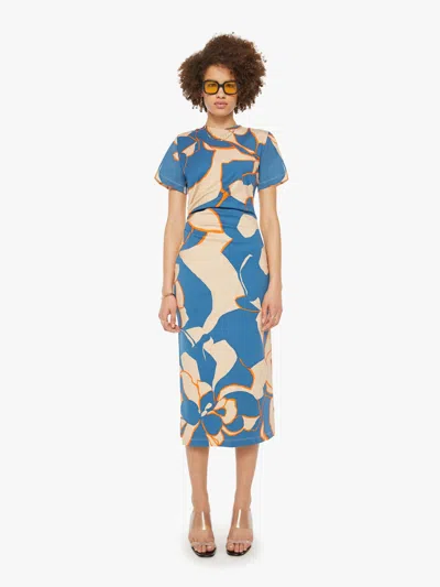 La Doublej X Lela Dress Dea Dahlia Jumper In Dea Dahlia Blue Petrol