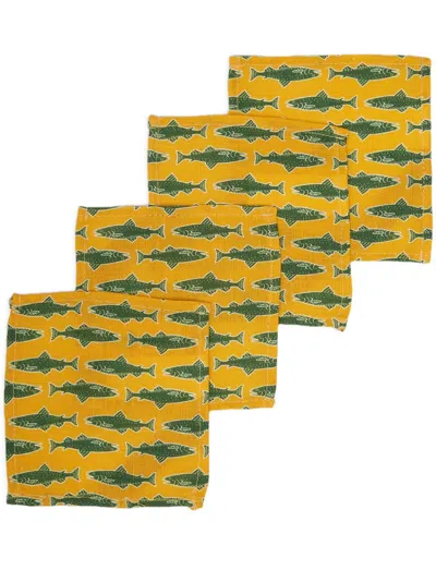 La Doublej X Passalacqua Como Fish Napkin (set Of Four) In Yellow