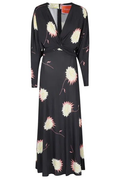 La Doublej Xx Floral Jersey Maxi Dress In Derby Black