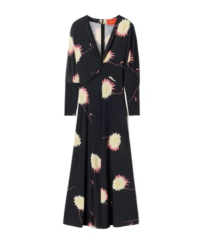 La Doublej Xx Floral Jersey Maxi Dress In Derby Black