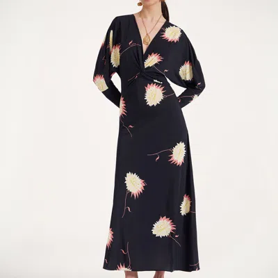 La Doublej Xx Floral Jersey Maxi Dress In Derby Black