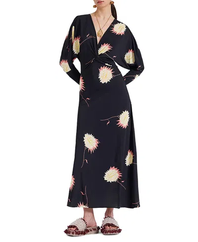 La Doublej Xx Floral Jersey Maxi Dress In Derby Black