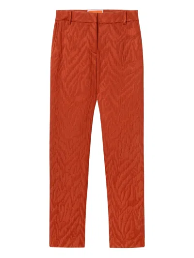 La Doublej Zebra-jacquard Trousers In Brown