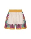 La Doublej Floral Silk Boxer Shorts In Multicolour