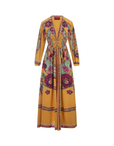 La Doublej Zodiac Placée Marigold Silk Twill Long Dress In Burgundy