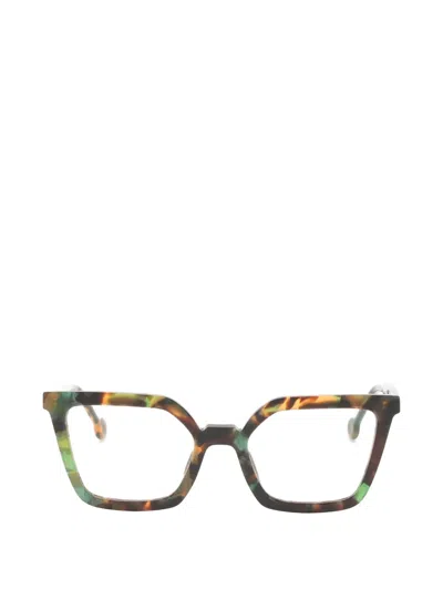 L.a. Eyeworks Hersh Geometric-frame Glasses In Brown