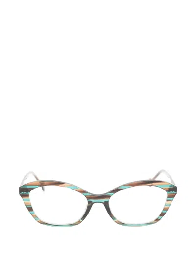 L.a. Eyeworks Pancake 条纹猫眼框眼镜 In Green