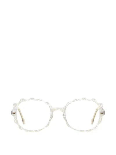 L.a. Eyeworks Scalloped-edge Round-frame Glasses In Neutral