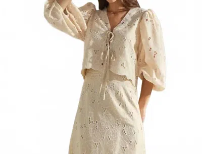 La Fashion Concepts Eyelet Embroidered Blouse In Cream In White