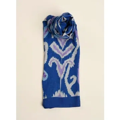 La Fee Maraboutee Royal Ikat-inspired Blue And Lavender Scarf