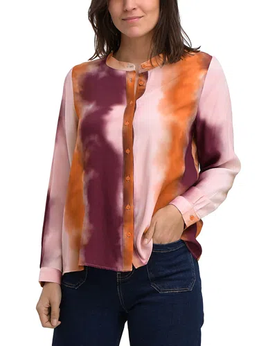 La Fee Maraboutee Tie Dye Band Collar Blouse In Rosewood