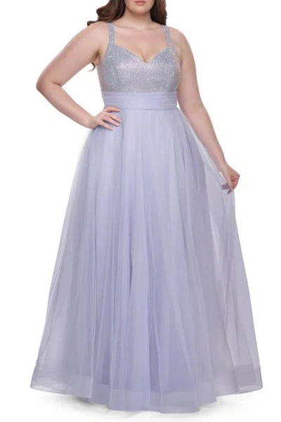 La Femme A-line Plus Size Prom Dress With Rhinestone Bodice In Purple