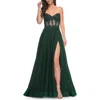La Femme A-line Tulle Ballgown With Lace Illusion Bodice