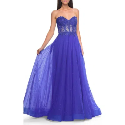 La Femme A-line Tulle Ballgown With Lace Illusion Bodice