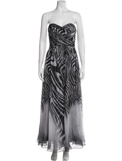 Pre-owned La Femme Animal Print Long Dress In Black
