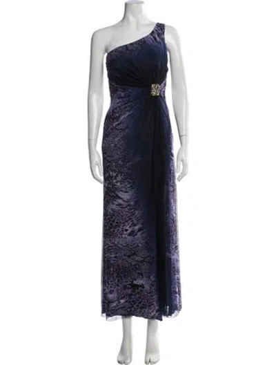 Pre-owned La Femme Animal Print Long Dress In Purple