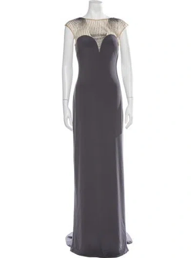 Pre-owned La Femme Bateau Neckline Long Dress W/ Tags In Purple