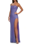 La Femme Beaded Lace Strapless Dress With Modified Sweetheart Neckline