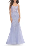 La Femme Beautiful Mermaid Gown With Sequin Lace Details