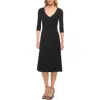 La Femme Chic Tea Length Jersey Dress With Ruching