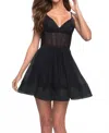La Femme Corset Bodice Dress In Black In Black