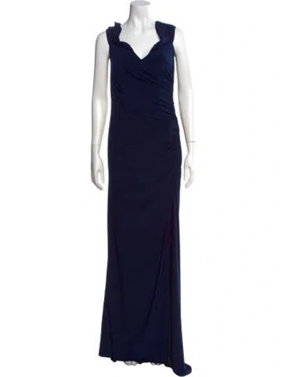 Pre-owned La Femme Cowl Neck Long Dress In Blue