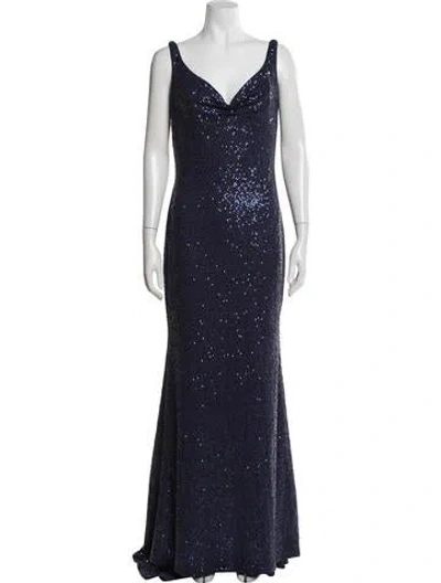 Pre-owned La Femme Cowl Neck Long Dress In Blue