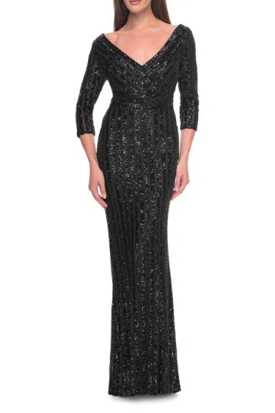 La Femme Evening Dress In Black