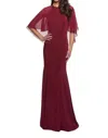 La Femme Fit And Flare Gown In Burgundy In White
