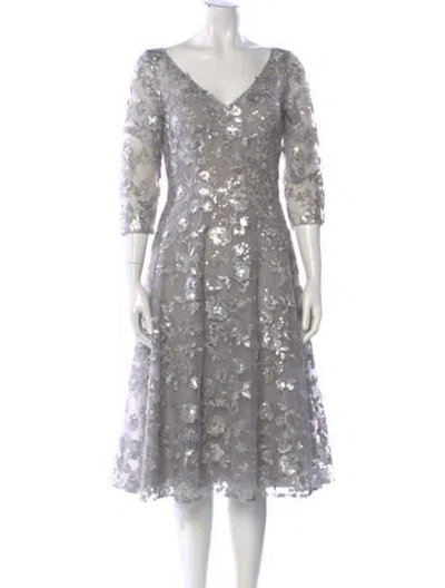 Pre-owned La Femme Floral Print Long Dress In Gray