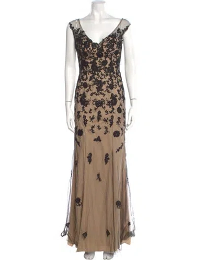 Pre-owned La Femme Floral Print Long Dress In Neutral