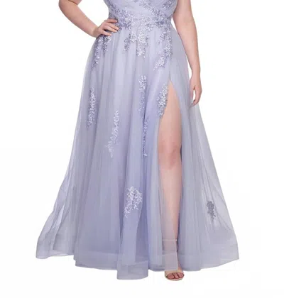La Femme Gorgeous A-line Prom Dress - Plus In Light Periwinkle In Purple