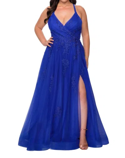 La Femme Gorgeous A-line Prom Dress - Plus In Royal Blue