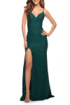 La Femme Gorgeous Jewel Tone Tulle And Lace Mermaid Gown In Multi