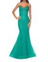 La Femme Gorgeous V Neckline Mermaid Prom Dress In Jade In Green