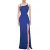 La Femme High Slit Strappy Back Gown Dress In Royal Blue In Blue