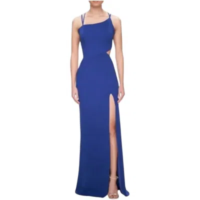 La Femme High Slit Strappy Back Gown Dress In Royal Blue