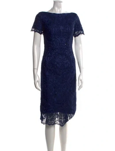 Pre-owned La Femme Lace Pattern Knee-length Dress In Blue