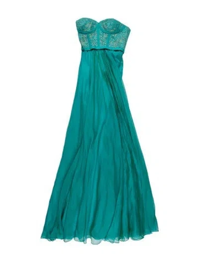 Pre-owned La Femme Lace Pattern Long Dress In Blue
