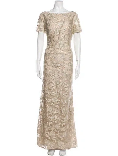 Pre-owned La Femme Lace Pattern Long Dress W/ Tags In Neutral