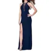 La Femme Lace Up Front Jersey In Navy In Blue