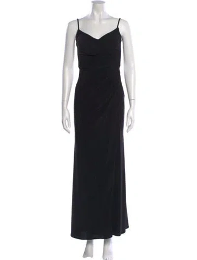 Pre-owned La Femme Linen Long Dress In Black